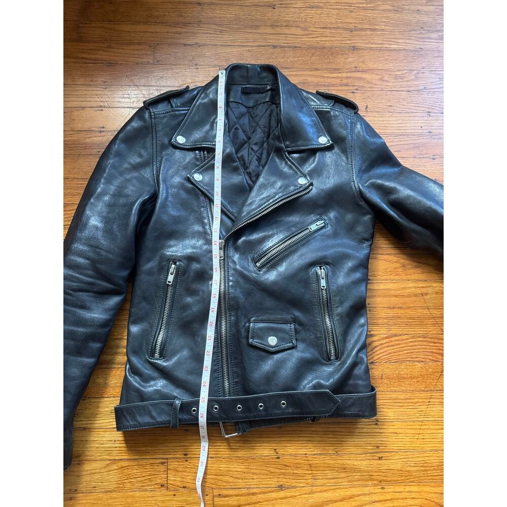 Men's Vintage High-Quality Black Leather Motorcycle Jacket, S - Picture 9 of 14